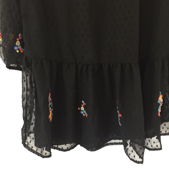 Japan Floral Embroidered Swiss Dot Drop Hem Dress - Picture 5 of 7